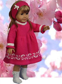 DollKnittingPatterns - 0075D TIRIL - DRESS, PANT, HAIRBAND AND SOCKS.