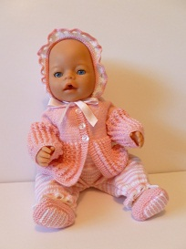 Doll Knitting Pattern - A003 - Pink Stripes