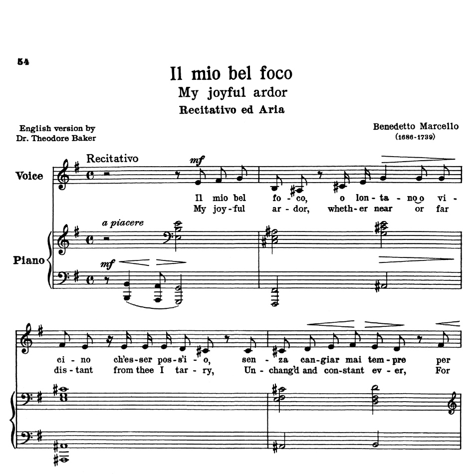 il mio bel foco quella fiamma low voice in e minor b marcello quella fiamma sheet music