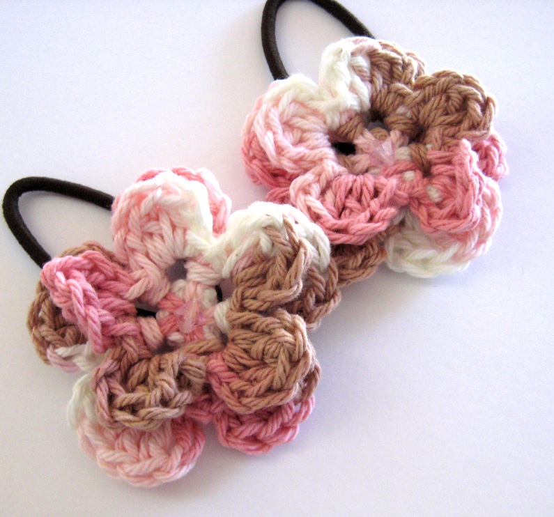 crochet flower garden ponytail holders crochet flower garden ponytail ...