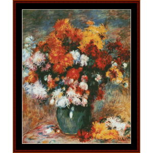 Vase of Chrysanthemums - Renoir cross stitch pattern download