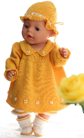 DollKnittingPatterns - 0090D HANNE - Dress, Pants, Hat and Socks