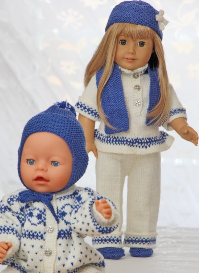 DollKnittingPatterns - 0092D FRIDA - Suit, Sweater, Hat for American Girl, Cap with earflaps for Baby born Scarf, Shoes