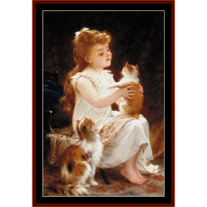 Playing with Kitty - Emile Munier cross stitch pattern download