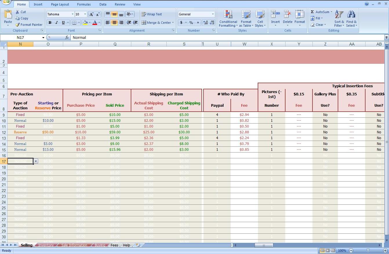 Ebay Store Spreadsheet - Track Profit & Inventory 