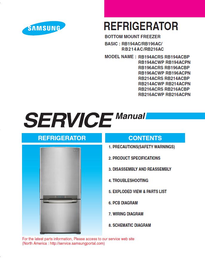 Samsung RB194ACRS Refrigerator Original Service Manual Download | eBooks | Technical