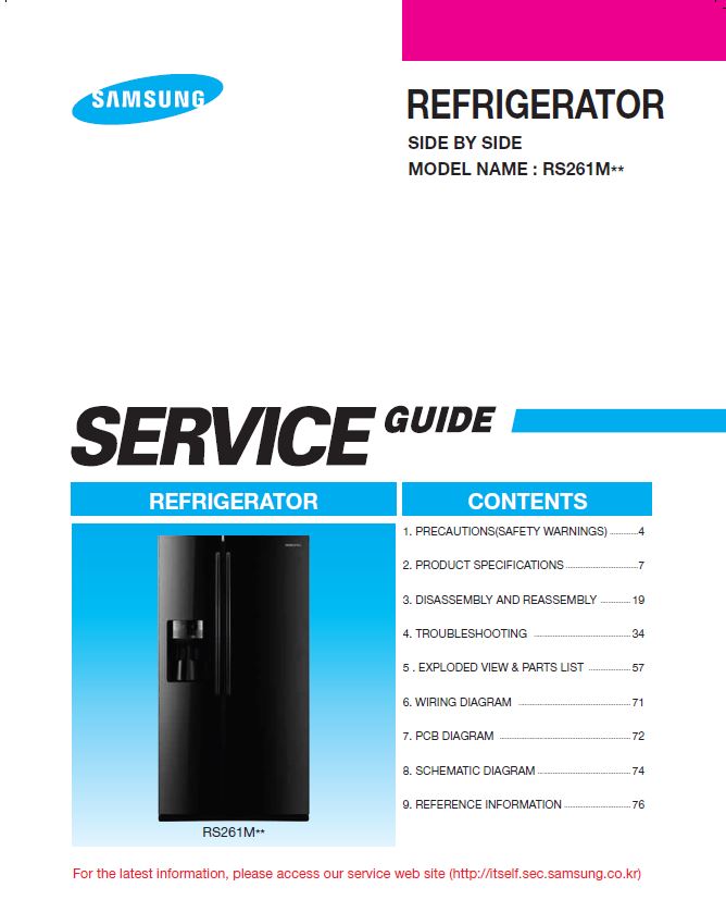 Samsung RS261MDWP Refrigerator Original Service Manual Download | eBooks | Technical
