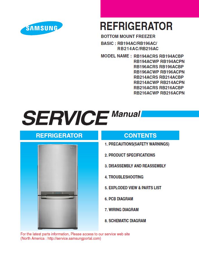Samsung RB216ACRS Refrigerator Original Service Manual Download | eBooks | Technical