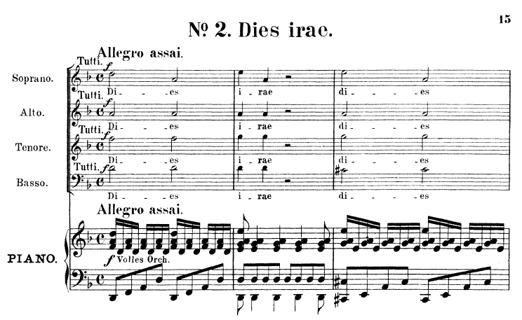 no 2 dies irae choir satb and piano requiem k 626 w a mozart dies irae sheet music