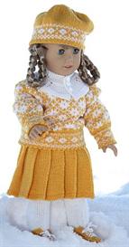Knitting pattern - 0019D KIRSTEN Februray - sweater, hat, tights and collar