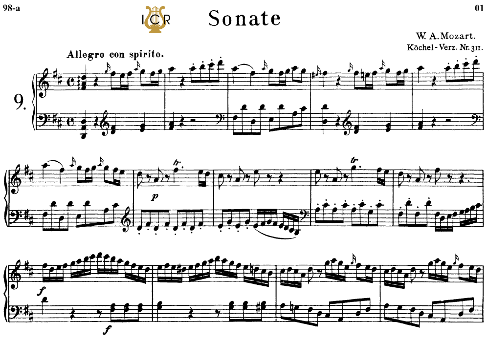 piano sonata no 9 k 311 in d major w a mozart breitkopf urtext mozart piano sonata sheet music
