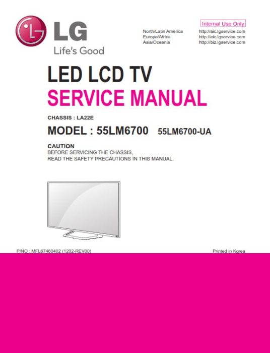 First Additional product image for - LG 55LM6700-UA Service Manual and Repair Guide