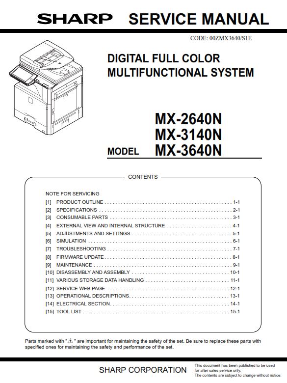 Sharp MX 2640N 3140N 3640N Full Service Manual Download | eBooks | Technical