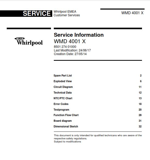 Whirlpool WMD 4001 X refrigerator Service Manual | eBooks | Technical