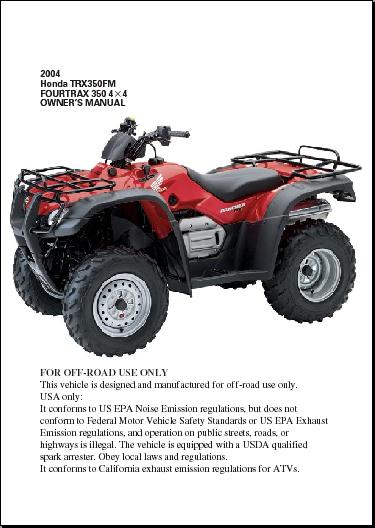 2004 Honda rancher 350 owner manual #5