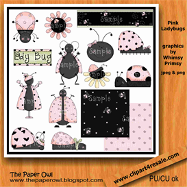 Pink Ladybugs Scrap Kit
