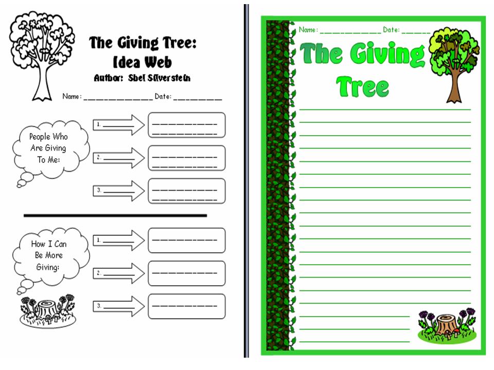 The Giving Tree Creative Writing Worksheets and Leaf Templates Set