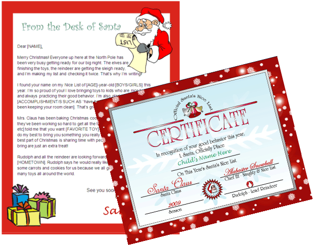 printable letter from santa and nice list certificate other files printable letter templates
