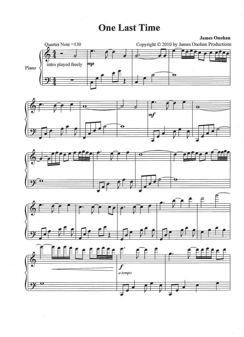 one last time sheet music music instrumental instrumental sheet music