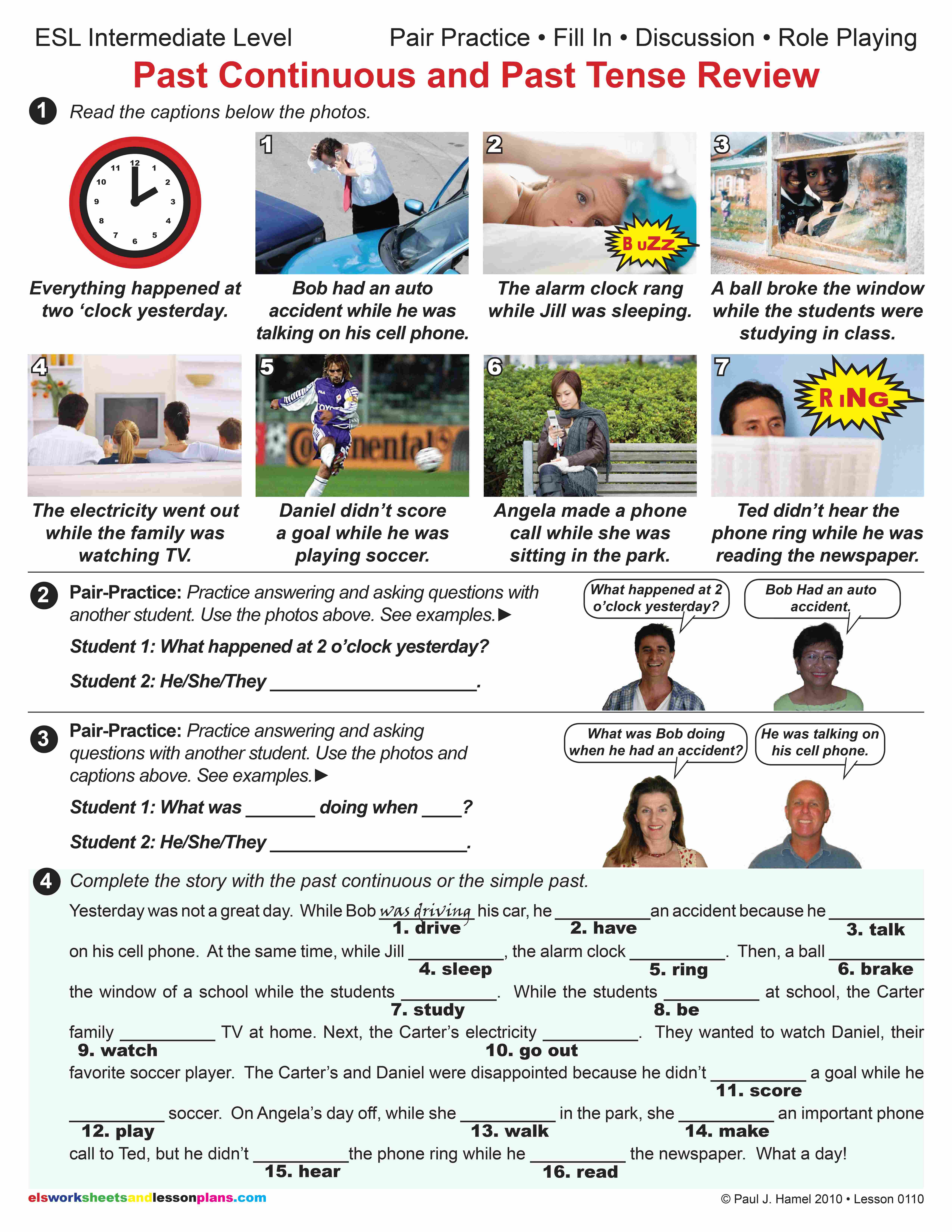 Esl Past Continuous Simple Tense Review Item Other Esl Past Continuous Simple Tense Review Item Other