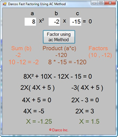 Fast-Factoring Using AC Method
