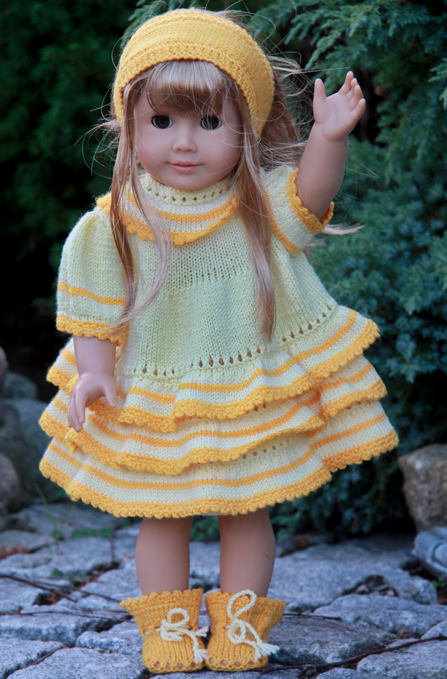 DollKnittingPattern - 0048D GULLTOPP (Gold Top) -Dress,Trousers, Socks and Ha...