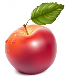 Vectorlib RF (Standard License): Vector. Ripe red apple with water drops.