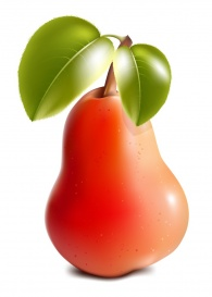 Vectorlib RF (Standard License): Photo-realistic vector. Ripe pear with green leaves..
