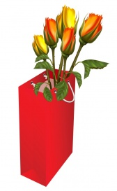 Vectorlib RF (Standard License): Gift red bag with roses