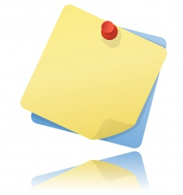 Vectorlib RF (Standard License): Yellow and blue note papers with red pushpin with reflection