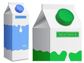 Vectorlib RF (Standard License): Collection of milk boxes. Milk carton with screw cap