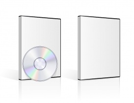 Vectorlib RF (Standard License): DVD case and disk on white background. Vector illustration.