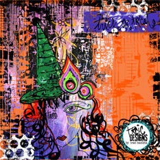 trick or treat halloween digital art journal page by traci bautista