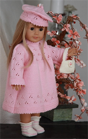 KnittingDollPattern - 0066D FANNY - DRESS, PANT, HAT, SOCKS, HANDBAG